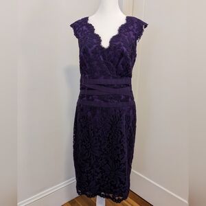 Tadashi Shoji Dress Womens 6 Purple Lace Sheath Dress Formal Cocktail Evening